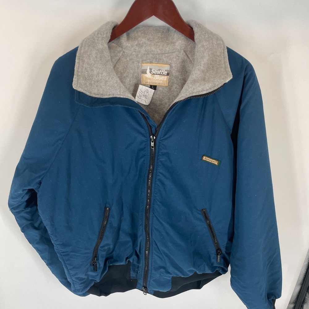 Vintage Seattle Blues Remington Logo Fleece Lined Bomber Jacket Blue Mens Large